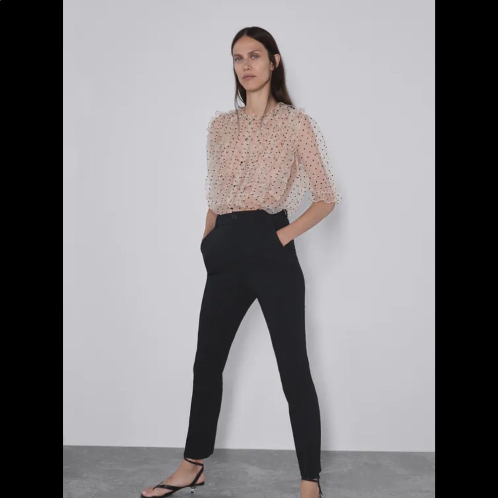 🖤 NWT Zara Organza Polka Dot Blouse 😻
